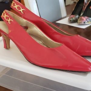 Red heel with gold accent